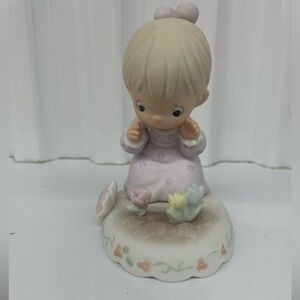 Vintage Precious Moments Figurine Girl with Flowers Age 3
